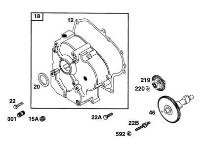 Crankcase Cover, Cam Diagram and Parts List for 221432-0143-XX  Briggs and Stratton Engine